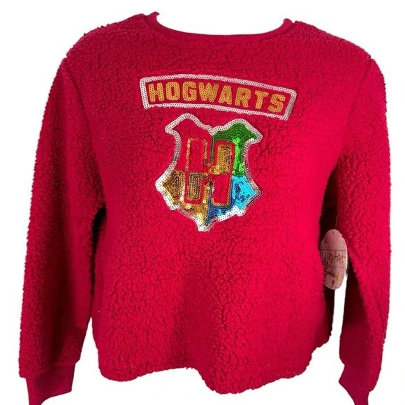 NWT Burgundy Fleece Harry Potter Hogwarts Sweatshirt size XL - Picture 2 of 8